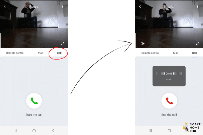 Выбор функции коммуникации в приложении Roborock S7 MaxV
